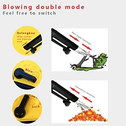 دمنده ZQKJLH با سیم/ دمنده و مکنده برگ / دمنده برگ 3 در 1، جاروبرقی باغی 3000 وات و دمنده برگ با کیسه جمع آوری 45 لیتری، نسبت خرد کردن 10:1 و سیم удлинительный 10 متری