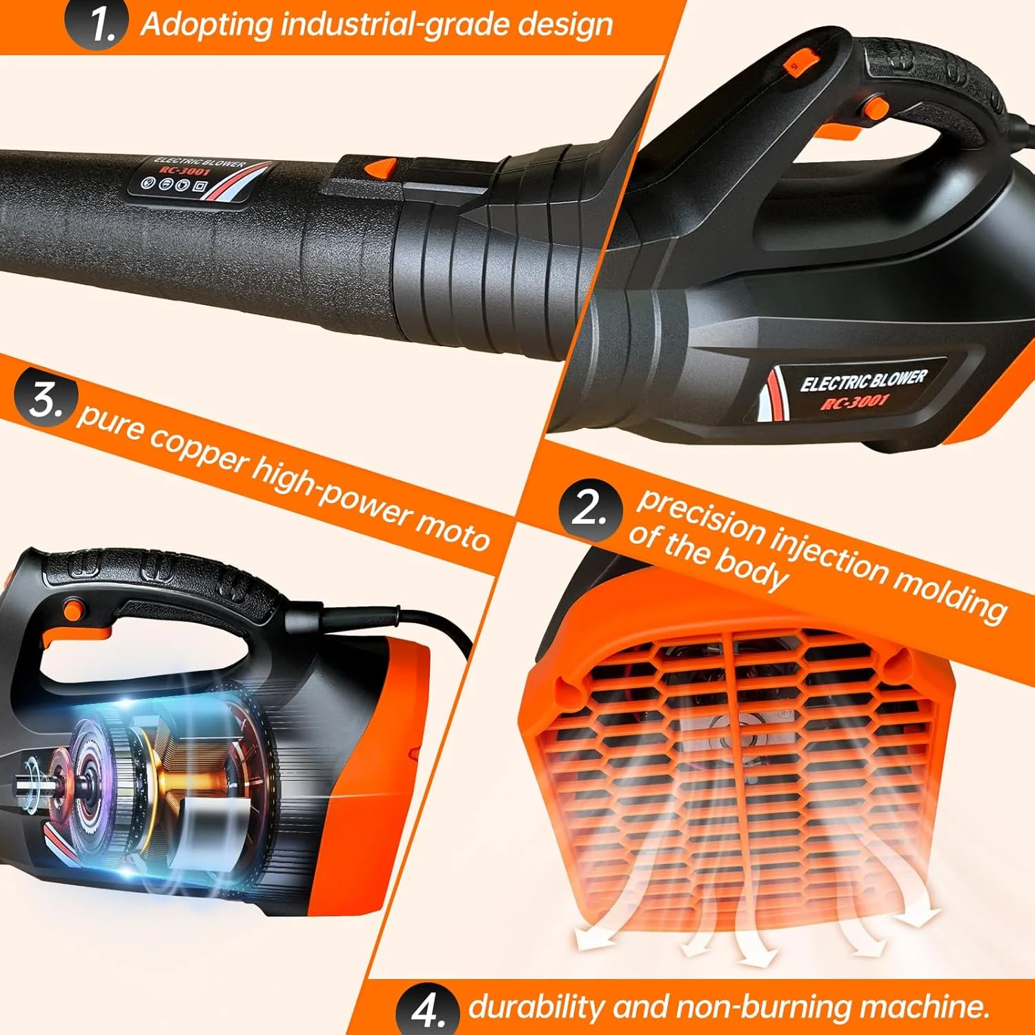 دمنده برگ NuoXing، دمنده برقی سیم دار 3500 وات، 6 سرعته قابل تنظیم، سرعت باد تا 218 کیلومتر در ساعت دمنده برگ NuoXing، دمنده برقی سیم دار 3500 وات، 6 سرعته قابل تنظیم، سرعت باد تا 218 کیلومتر در ساعت