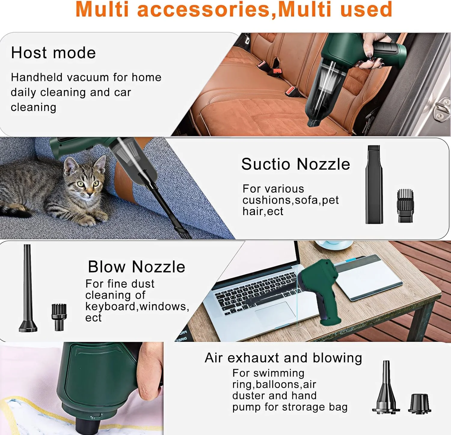 جاروبرقی دستی شارژی ARUOXIN، جاروبرقی خودرو با مکش قوی 9000Pa با زمان کارکرد طولانی 20-30 دقیقه، جاروبرقی دستی سبک وزن قابل شارژ برای خودرو، خانه، دفتر، موی حیوانات خانگی جاروبرقی دستی شارژی ARUOXIN، جاروبرقی خودرو با مکش قوی 9000Pa با زمان کارکرد طولانی 20-30 دقیقه، جاروبرقی دستی سبک وزن قابل شارژ برای خودرو، خانه، دفتر، موی حیوانات خانگی