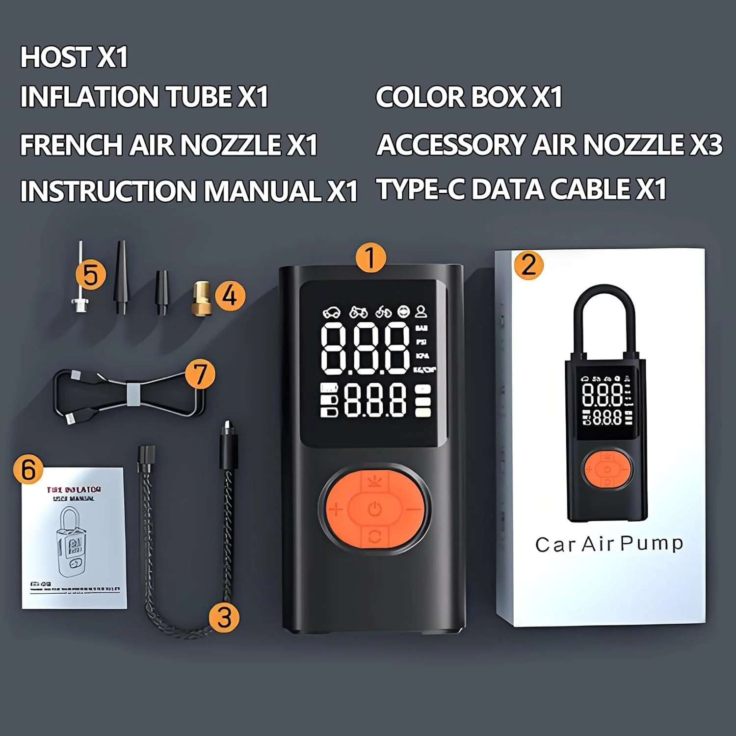 پمپ باد تایر قابل حمل | کمپرسور هوا خودرو، پمپ باد تایر شارژی با فشارسنج دیجیتال برای موتور سیکلت، کامیون، توپ، تعمیر، ورزش های فضای باز، مسافرت، کمپینگ، دوچرخه سواری در شب