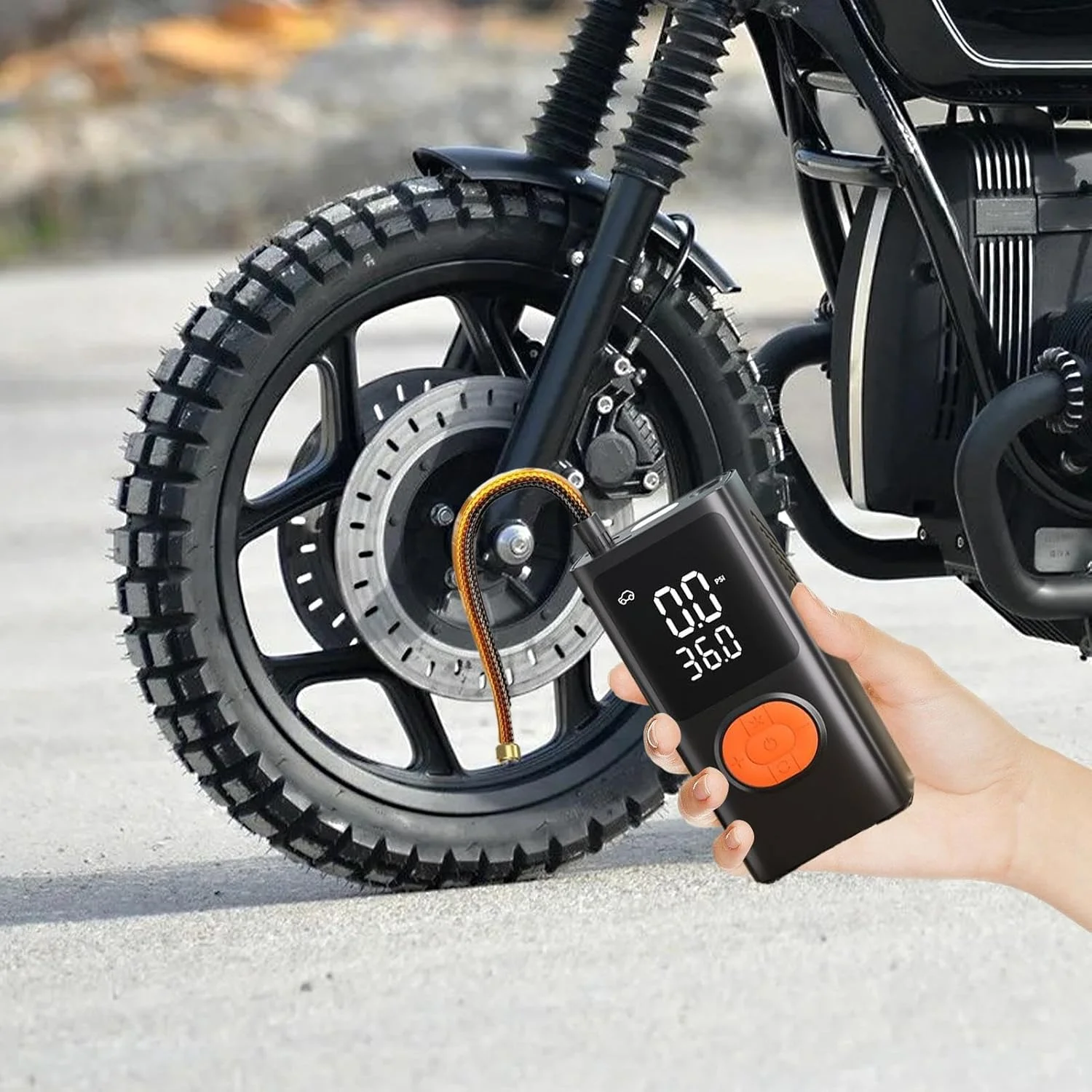 پمپ باد تایر قابل حمل | کمپرسور هوا خودرو، پمپ باد تایر شارژی با فشارسنج دیجیتال برای موتور سیکلت، کامیون، توپ، تعمیر، ورزش های فضای باز، مسافرت، کمپینگ، دوچرخه سواری در شب