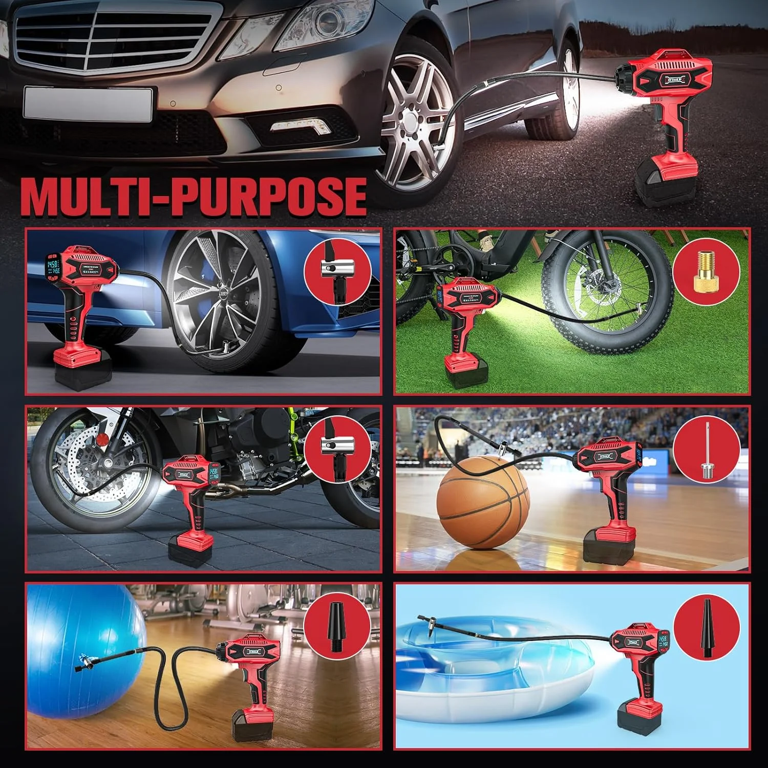 کمپرسور باد و پمپ باد تایر شارژی DIYtoolifz برای باتری 18 ولت Milwaukee، پمپ هوای دستی قابل حمل با گیج فشار دیجیتال برای اتومبیل، موتورسیکلت، دوچرخه، توپ های ورزشی (باتری شامل نمی شود) (160psi) کمپرسور باد و پمپ باد تایر شارژی DIYtoolifz برای باتری 18 ولت Milwaukee، پمپ هوای دستی قابل حمل با گیج فشار دیجیتال برای اتومبیل، موتورسیکلت، دوچرخه، توپ های ورزشی (باتری شامل نمی شود) (160psi)