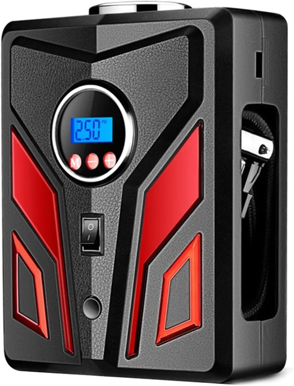 پمپ باد دیجیتال خودرو، پمپ هوای جهانی خودرو 12 ولت، ابزار برقی باد کردن، دستگاه کمپرسور هوای خودرو، پمپ باد تایر با فشارسنج دیجیتال و چراغ قوه (نمایشگر دیجیتال)