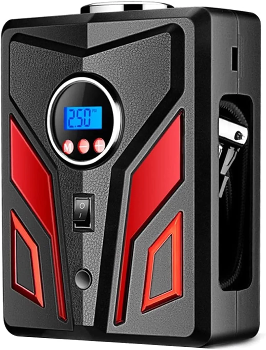 پمپ باد دیجیتال خودرو، پمپ هوای جهانی خودرو 12 ولت، ابزار برقی باد کردن، دستگاه کمپرسور هوای خودرو، پمپ باد تایر با فشارسنج دیجیتال و چراغ قوه (نمایشگر دیجیتال)