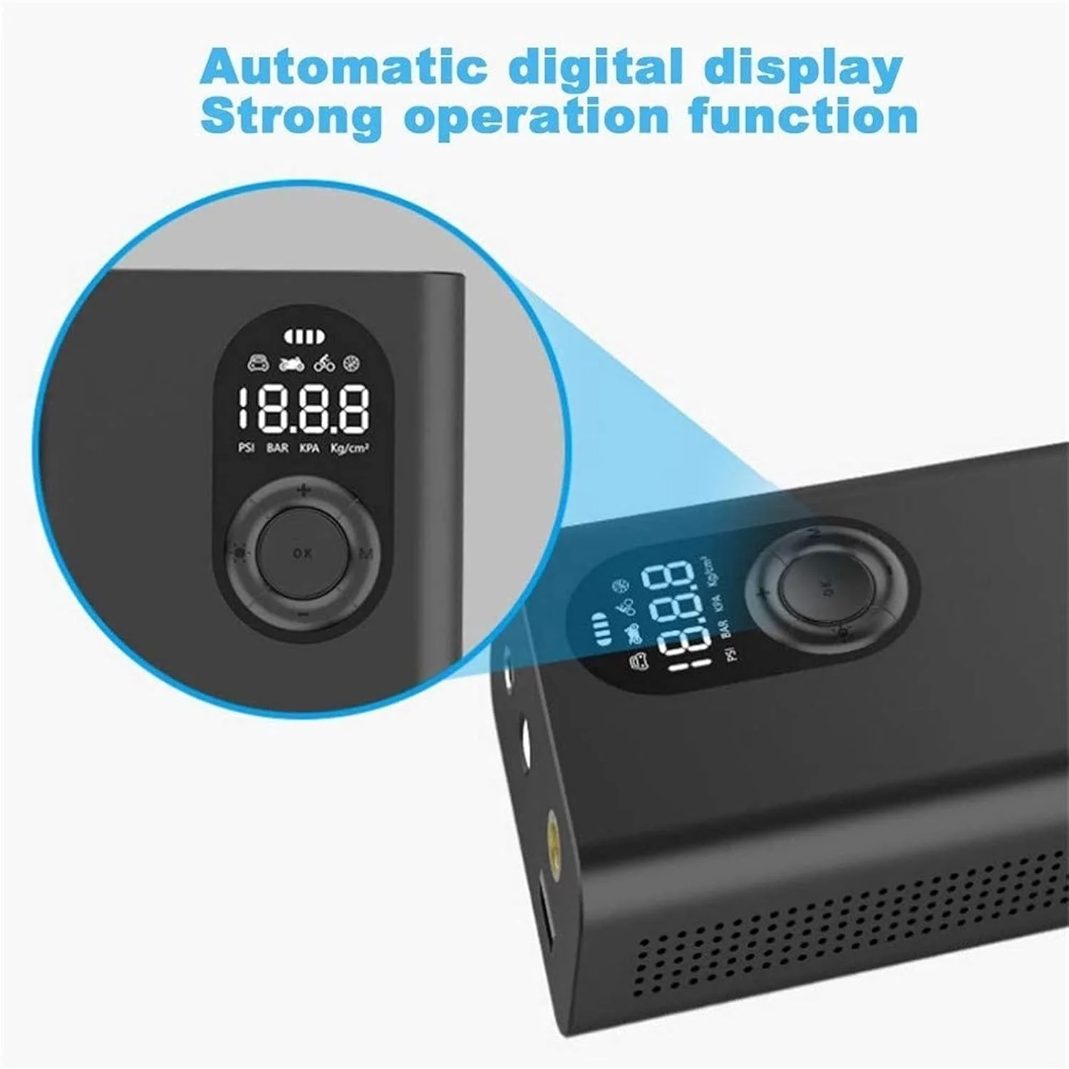 پمپ باد لاستیک ZDmalt با فشار 120 PSI، کمپرسور هوای الکتریکی با باتری لیتیوم یونی قابل شارژ، کمپرسور هوای قابل حمل برای اتومبیل، موتور سیکلت، توپ، حلقه های شنا و تمام دوچرخه ها