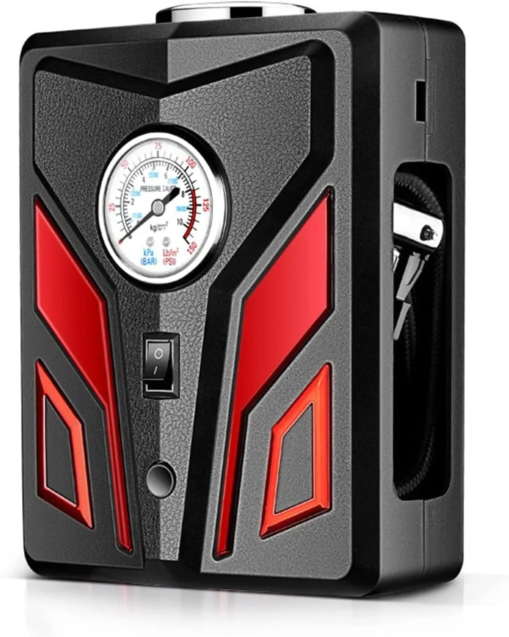 پمپ باد دیجیتال خودرو، پمپ هوای جهانی خودرو 12 ولت، ابزار برقی باد کردن، دستگاه کمپرسور هوای خودرو، پمپ باد تایر با فشارسنج دیجیتال و چراغ قوه (نمایشگر دیجیتال)