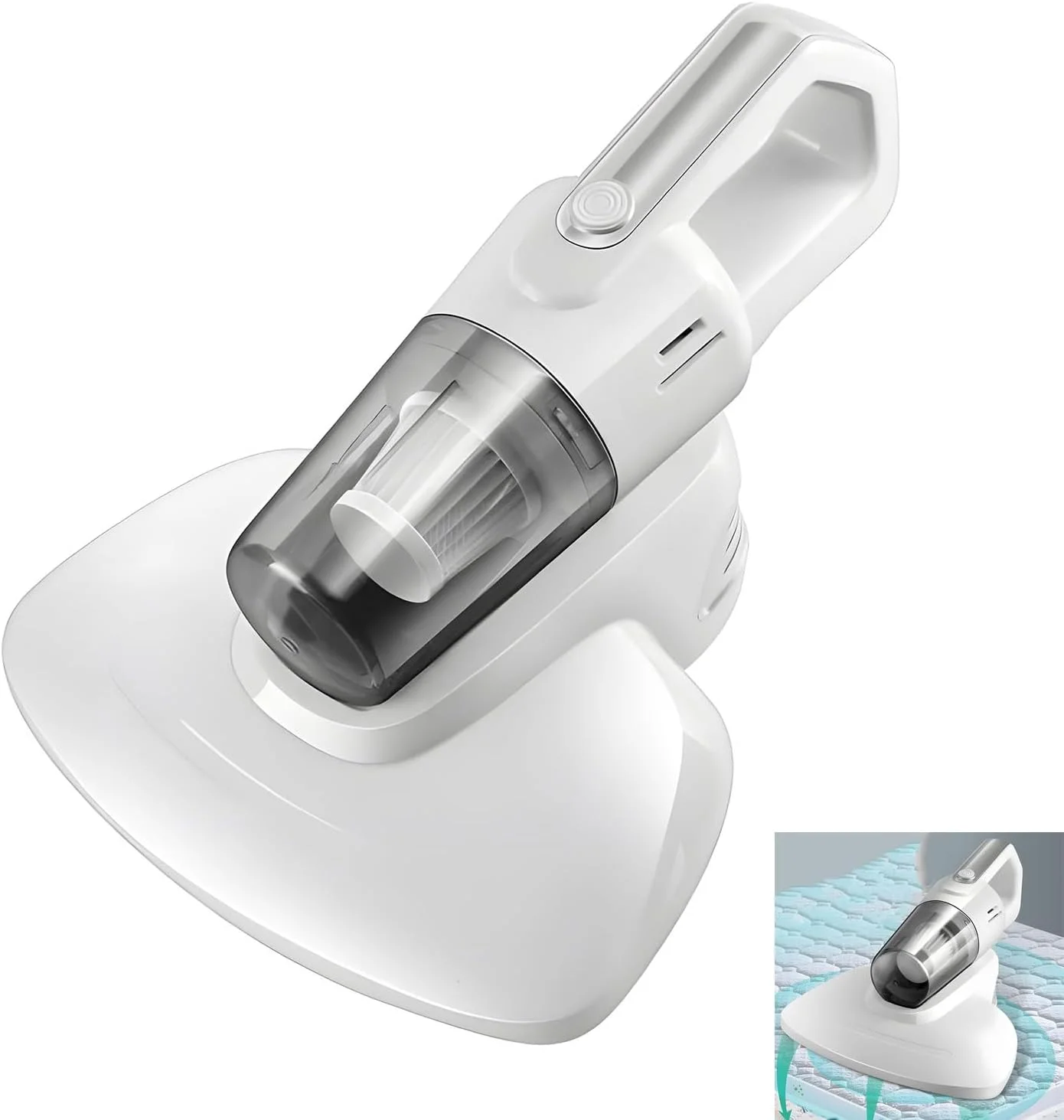 مایت ریموور بولیوی، جاروبرقی تخت خواب، جاروبرقی تشک 15KPa دستی، تمیز کننده عمیق تشک با ضربه دوگانه فرکانس بالا، مناسب برای رختخواب، مبل، فرش، سایر سطوح پارچه ای