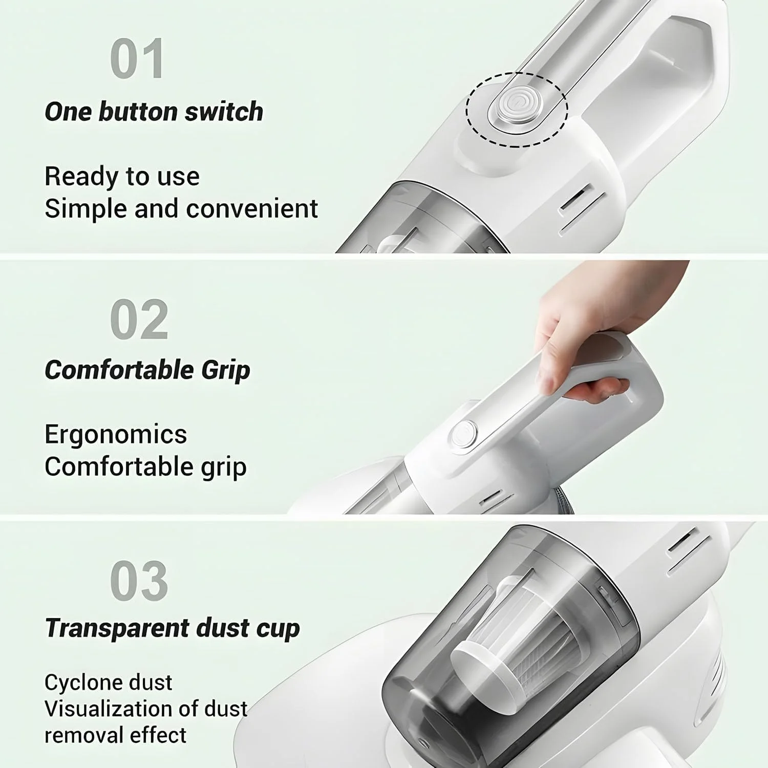 مایت ریموور بولیوی، جاروبرقی تخت خواب، جاروبرقی تشک 15KPa دستی، تمیز کننده عمیق تشک با ضربه دوگانه فرکانس بالا، مناسب برای رختخواب، مبل، فرش، سایر سطوح پارچه ای مایت ریموور بولیوی، جاروبرقی تخت خواب، جاروبرقی تشک 15KPa دستی، تمیز کننده عمیق تشک با ضربه دوگانه فرکانس بالا، مناسب برای رختخواب، مبل، فرش، سایر سطوح پارچه ای