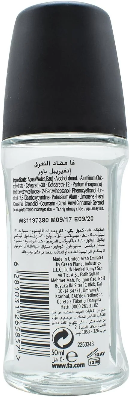 ضد تعریق مردانه فا مدل Invisible Power با محافظت سه گانه در برابر لک - 50 میلی لیتر ضد تعریق مردانه فا مدل Invisible Power با محافظت سه گانه در برابر لک - 50 میلی لیتر