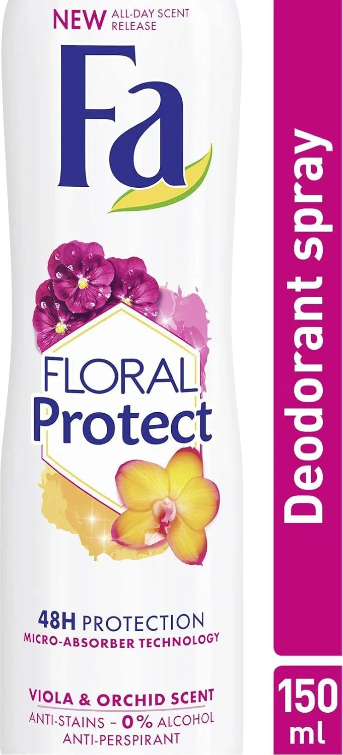 اسپری بدن زنانه فا مدل Floral Protect با رایحه ارکیده و ویولا 150 میلی لیتر اسپری بدن زنانه فا مدل Floral Protect با رایحه ارکیده و ویولا 150 میلی لیتر