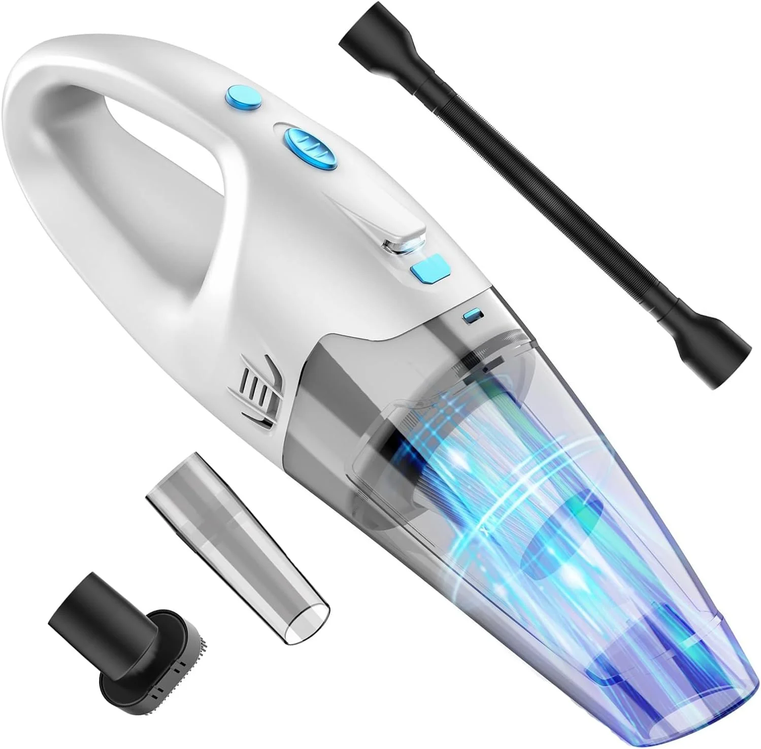 جاروبرقی دستی FUOAYOC، 12 ولت بی سیم، فیلتر HEPA، آبی