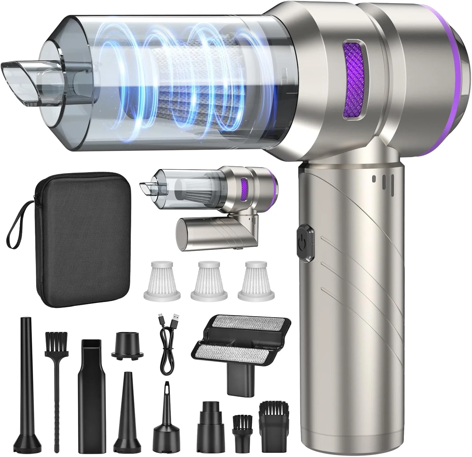 جاروبرقی دستی Fwiull، جاروبرقی دستی 4 در 1 بی سیم با باتری، جاروبرقی خودرو 18000Pa قدرتمند با موتور براشلس، جاروبرقی مینی 3 سرعته برای دفتر، خانه، آشپزخانه، موی حیوانات خانگی جاروبرقی دستی Fwiull، جاروبرقی دستی 4 در 1 بی سیم با باتری، جاروبرقی خودرو 18000Pa قدرتمند با موتور براشلس، جاروبرقی مینی 3 سرعته برای دفتر، خانه، آشپزخانه، موی حیوانات خانگی