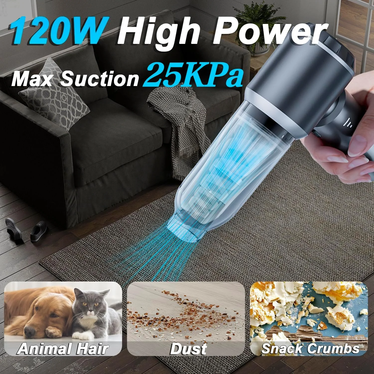 جاروبرقی خودرویی بی سیم 4 در 1 Forubar، جاروبرقی قابل حمل 25KPa با 3 حالت سرعت، دمنده هوای پرقدرت برای خودرو، خانه، دفتر، کمپینگ جاروبرقی خودرویی بی سیم 4 در 1 Forubar، جاروبرقی قابل حمل 25KPa با 3 حالت سرعت، دمنده هوای پرقدرت برای خودرو، خانه، دفتر، کمپینگ