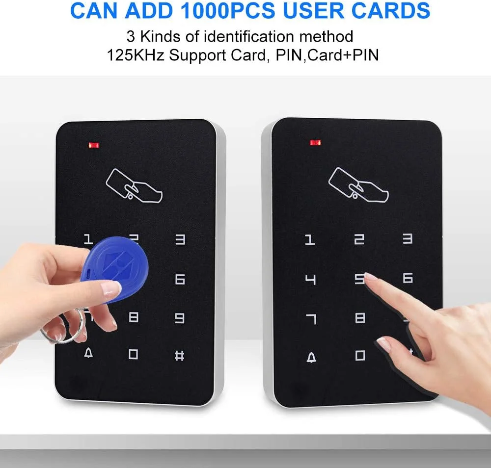 سیستم کنترل دسترسی درب RFID OBO HANDS شامل صفحه کلید + قفل زبانه برقی NC + منبع تغذیه + دکمه خروج + 10 عدد جاسوئیچی/کارت