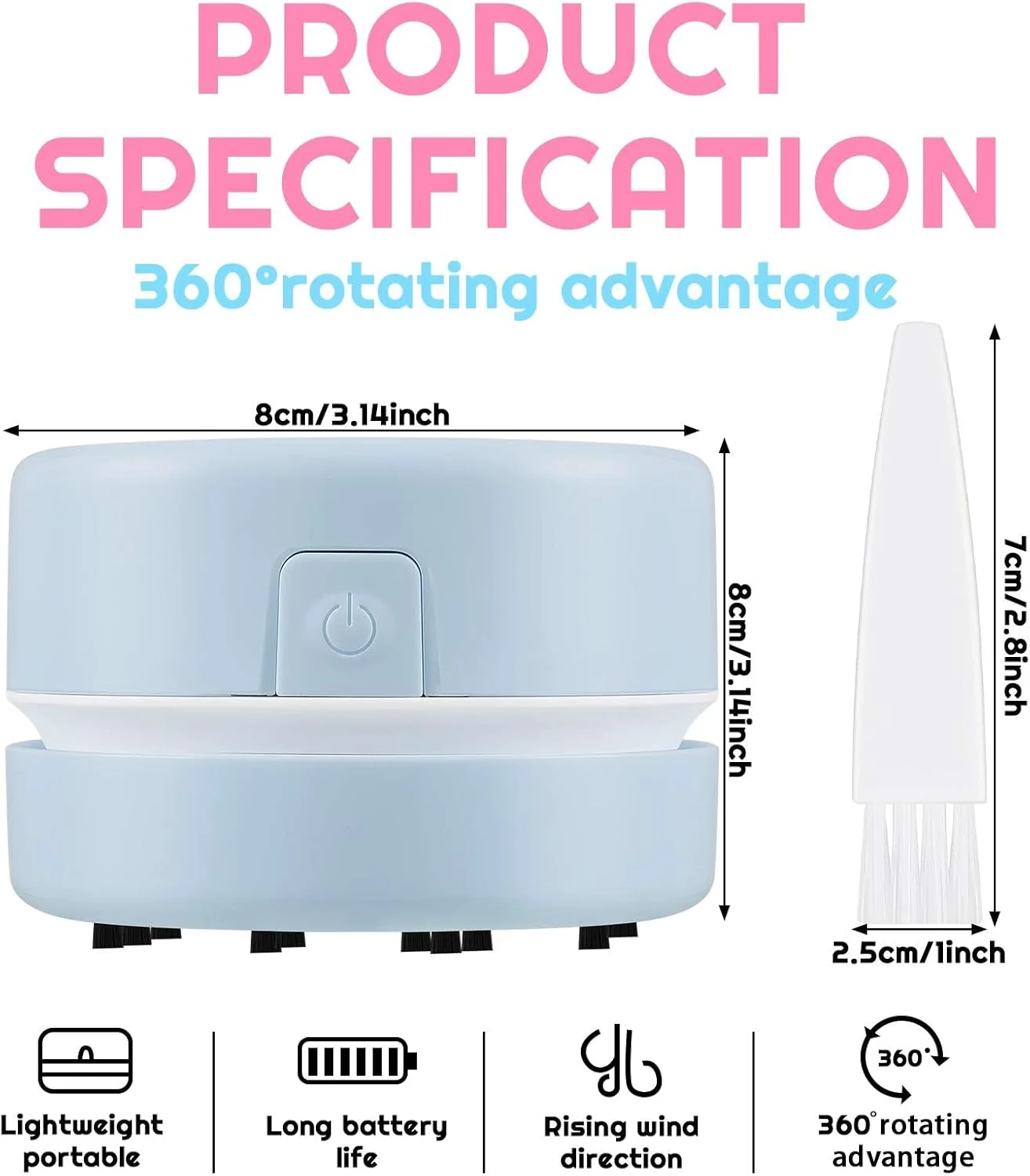 جاروبرقی کوچک نالاکال، جارو برقی رومیزی قابل حمل، تمیز کننده چند منظوره بی سیم برای خانه، دفتر، ماشین، میز (8 x 6 سانتی متر) جاروبرقی کوچک نالاکال، جارو برقی رومیزی قابل حمل، تمیز کننده چند منظوره بی سیم برای خانه، دفتر، ماشین، میز (8 x 6 سانتی متر)