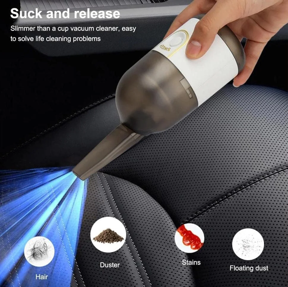 جاروبرقی رومیزی کوچک NALACAL، جاروبرقی بی‌سیم قابل حمل برای کیبورد، جاروبرقی دستی قابل شارژ برای تمیز کردن گرد و غبار، مو، خرده ریزه‌ها، تراشه‌های پاک کن، خاکستر سیگار، سفید