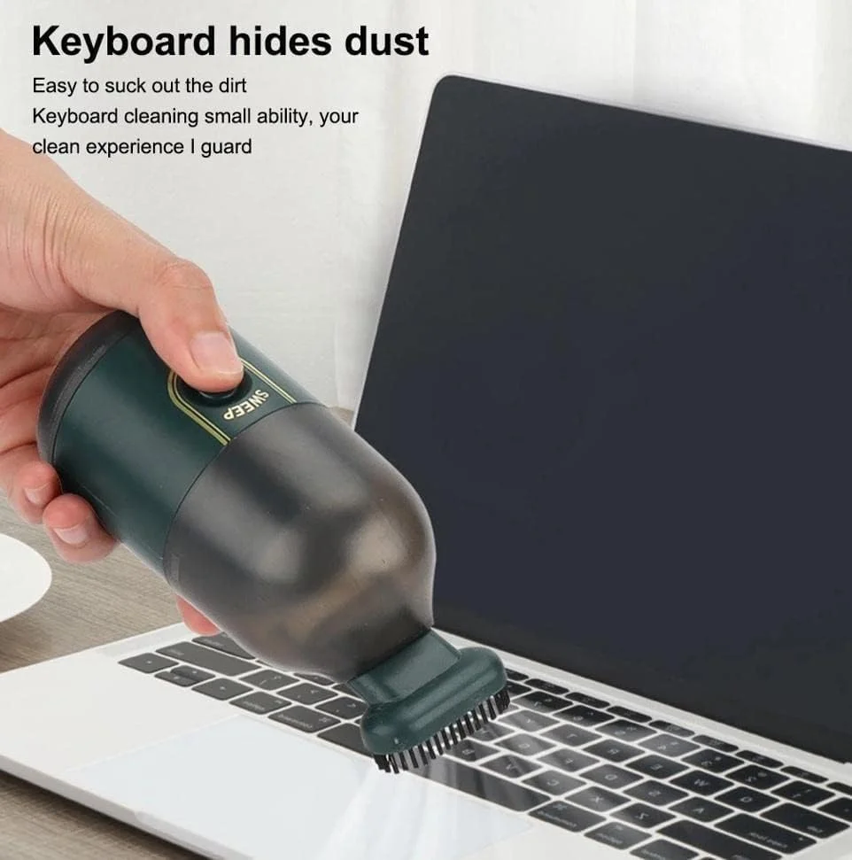 جاروبرقی رومیزی کوچک NALACAL، جاروبرقی بی‌سیم قابل حمل برای کیبورد، جاروبرقی دستی قابل شارژ برای تمیز کردن گرد و غبار، مو، خرده ریزه‌ها، تراشه‌های پاک کن، خاکستر سیگار، سفید