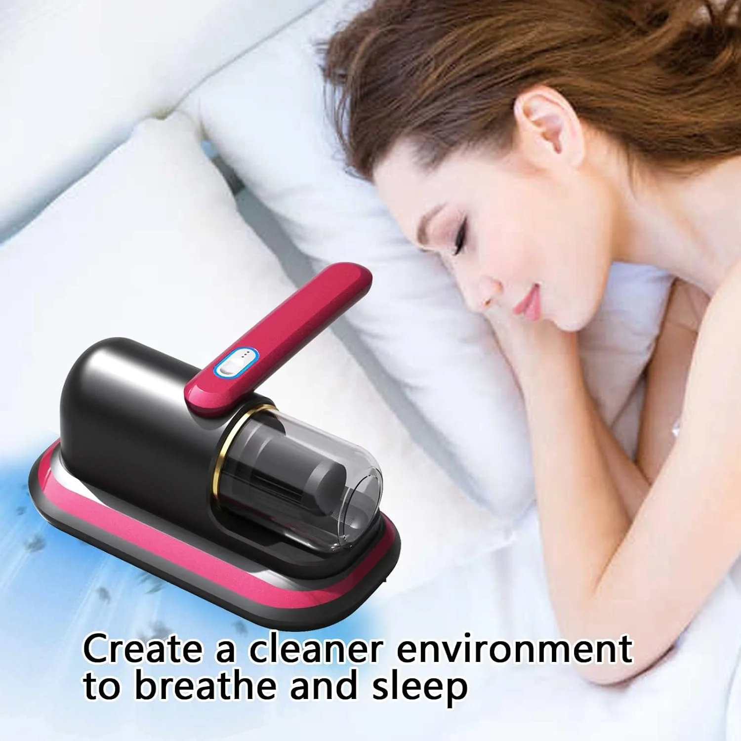 جاروبرقی تخت خواب KASTWAVE، جاروبرقی UV بی سیم ارتقا یافته، جاروبرقی تشک دستی، به طور موثر برای تمیز کردن رختخواب، مبل، فرش و سایر سطوح پارچه ای