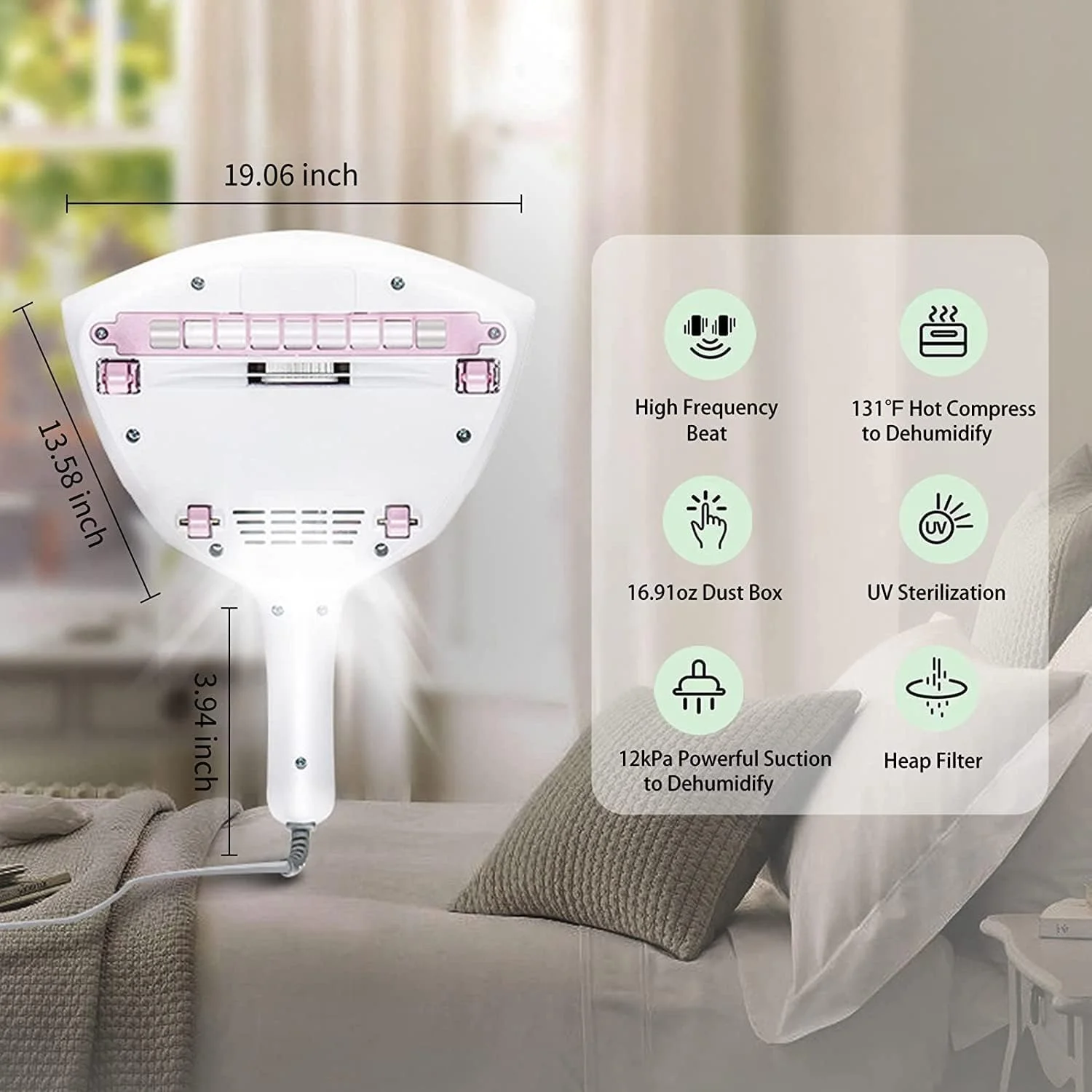 جاروبرقی تخت خواب KASTWAVE، جاروبرقی UV تشک، جاروبرقی دستی، تمیز کننده کارآمد با مکش فوق العاده