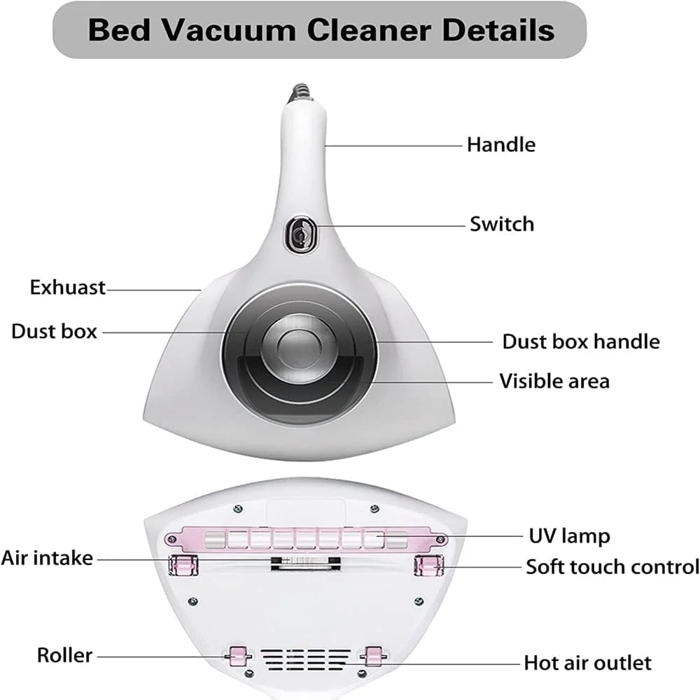 جاروبرقی تخت خواب KASTWAVE، جاروبرقی UV تشک، جاروبرقی دستی، تمیز کننده کارآمد با مکش فوق العاده