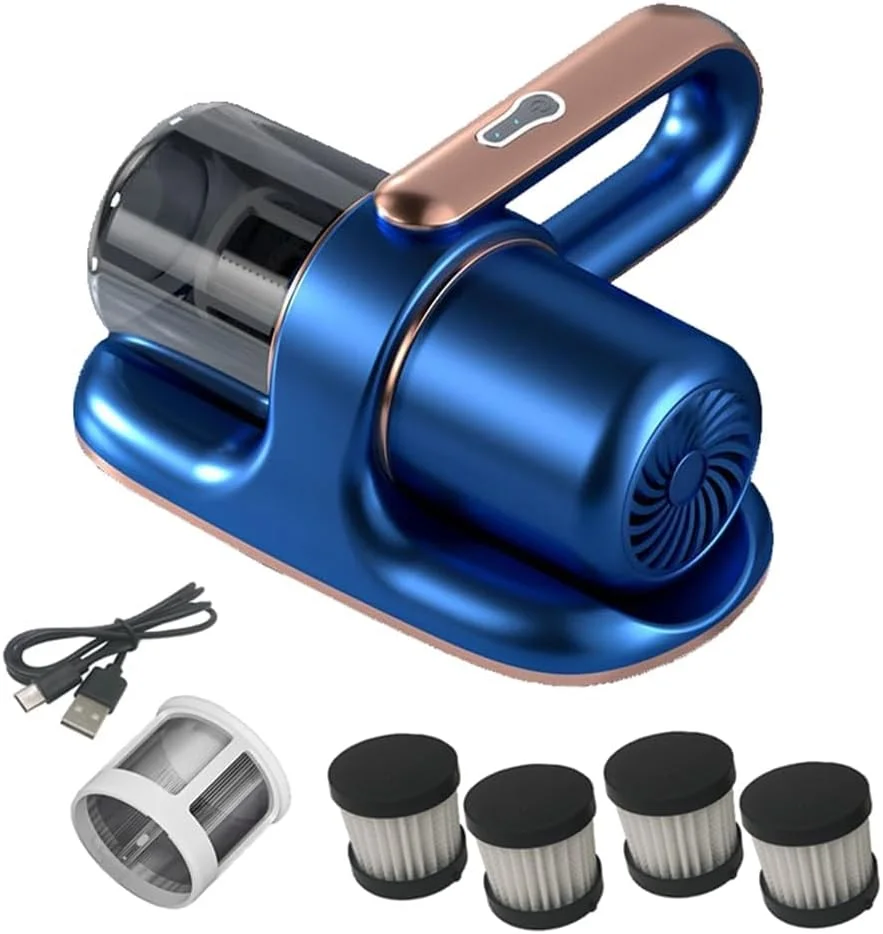 جاروبرقی تشک دستی KASTWAVE، جاروبرقی تخت خواب دستی بی سیم با فیلتر هپا، تمیز کننده موثر ملحفه، بالش و مبل (آبی)