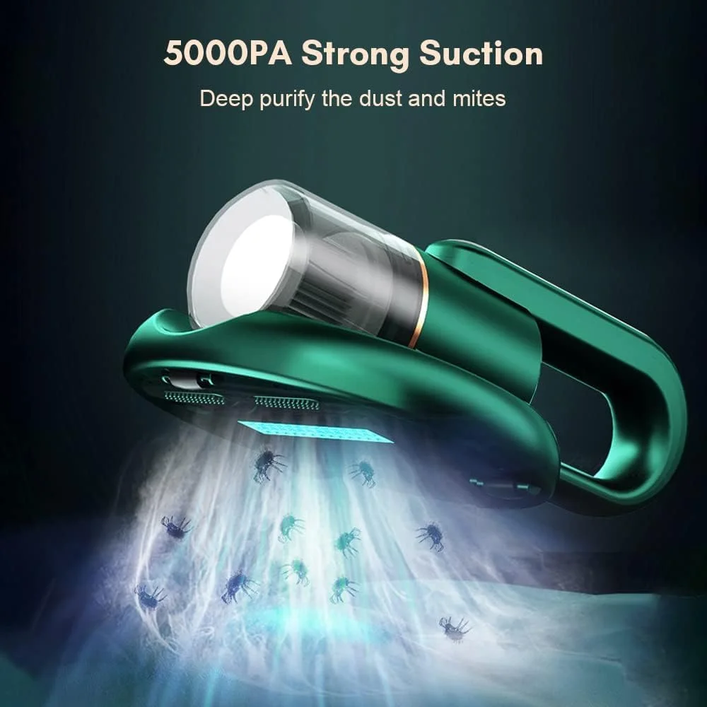 جاروبرقی دستی بی سیم KASTWAVE - جاروبرقی قدرتمند 5000PA برای تشک با فیلتراسیون HEPA، دستگاه تمیز کننده جاروبرقی حذف کننده کنه UV برای تشک تخت، بالش، مبل پارچه ای