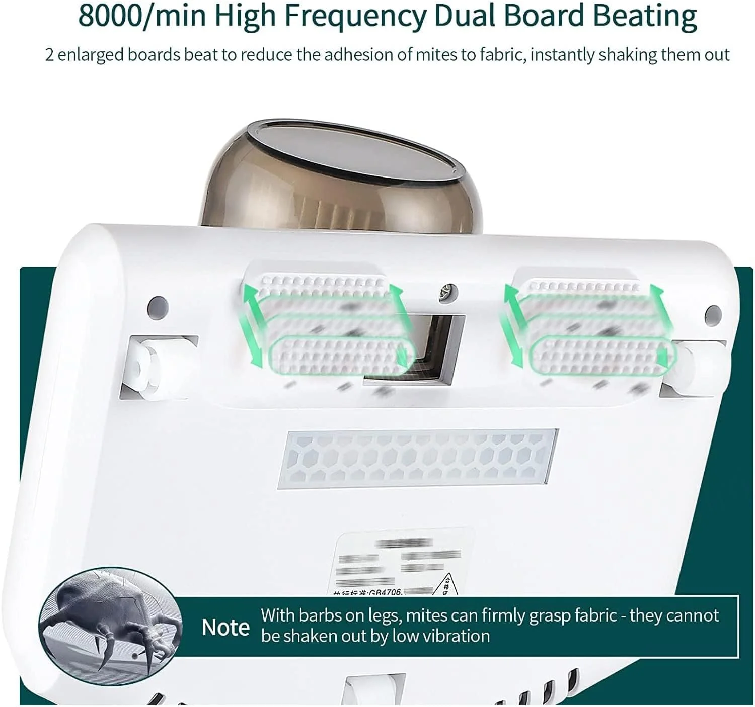 جاروبرقی UV دستی تشک KASTWAVE، دستگاه تمیز کننده بی سیم حذف کننده کنه، دستگاه جاروبرقی گرد و غبار تخت به طور موثر تخت، بالش، مبل های پارچه ای و فرش ها را تمیز می کند، سفید