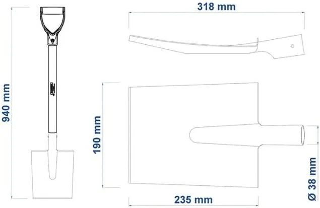 بیل مربعی ترامونتینا با دسته چوبی 71 سانتی متری