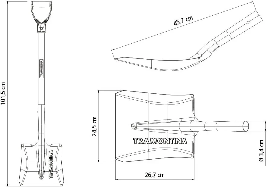 بیل دهان مربعی ترامونتینا با دسته چوبی 71 سانتی متری بیل دهان مربعی ترامونتینا با دسته چوبی 71 سانتی متری