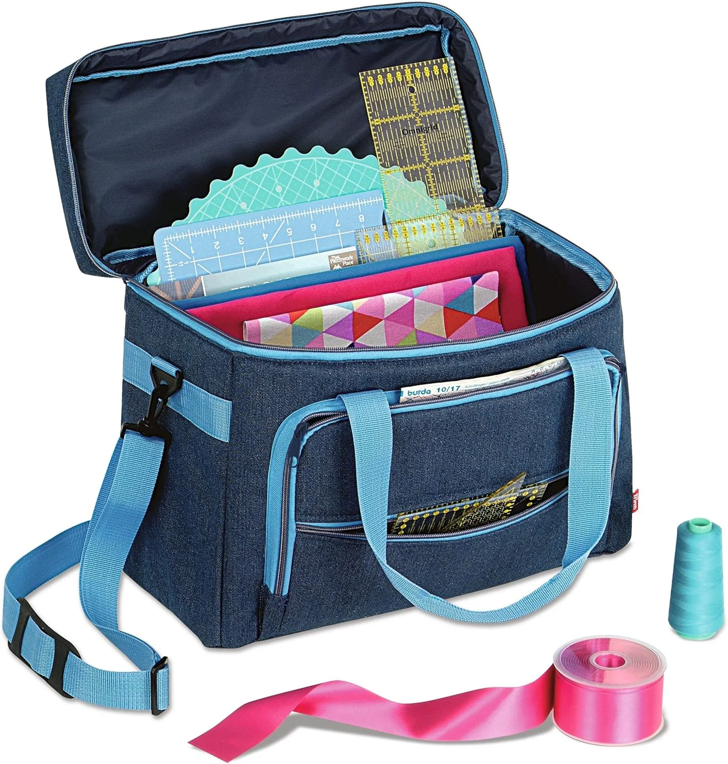 کیف چرخ خیاطی پریم 612634 (جین/فیروزه ای)، 44 x 20 x 35 سانتی متر، بدون محتویات