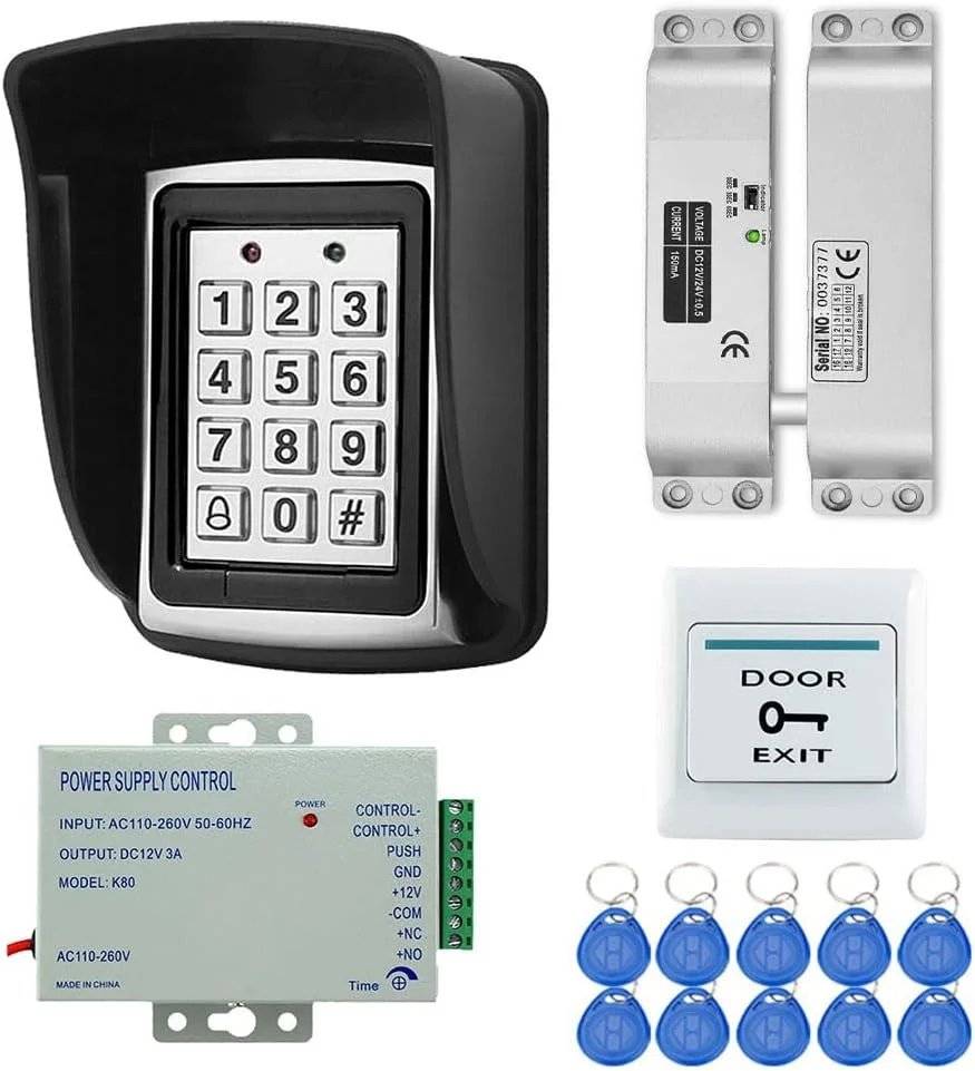 کیت سیستم کنترل دسترسی YAVIS، صفحه کلید کنترلر فلزی قابل برنامه ریزی RFID، پوشش ضد آب، قفل زبانه برقی، منبع تغذیه DC 12V 3A، دکمه خروج، جاسوئیچی های ID 10 عددی کیت سیستم کنترل دسترسی YAVIS، صفحه کلید کنترلر فلزی قابل برنامه ریزی RFID، پوشش ضد آب، قفل زبانه برقی، منبع تغذیه DC 12V 3A، دکمه خروج، جاسوئیچی های ID 10 عددی