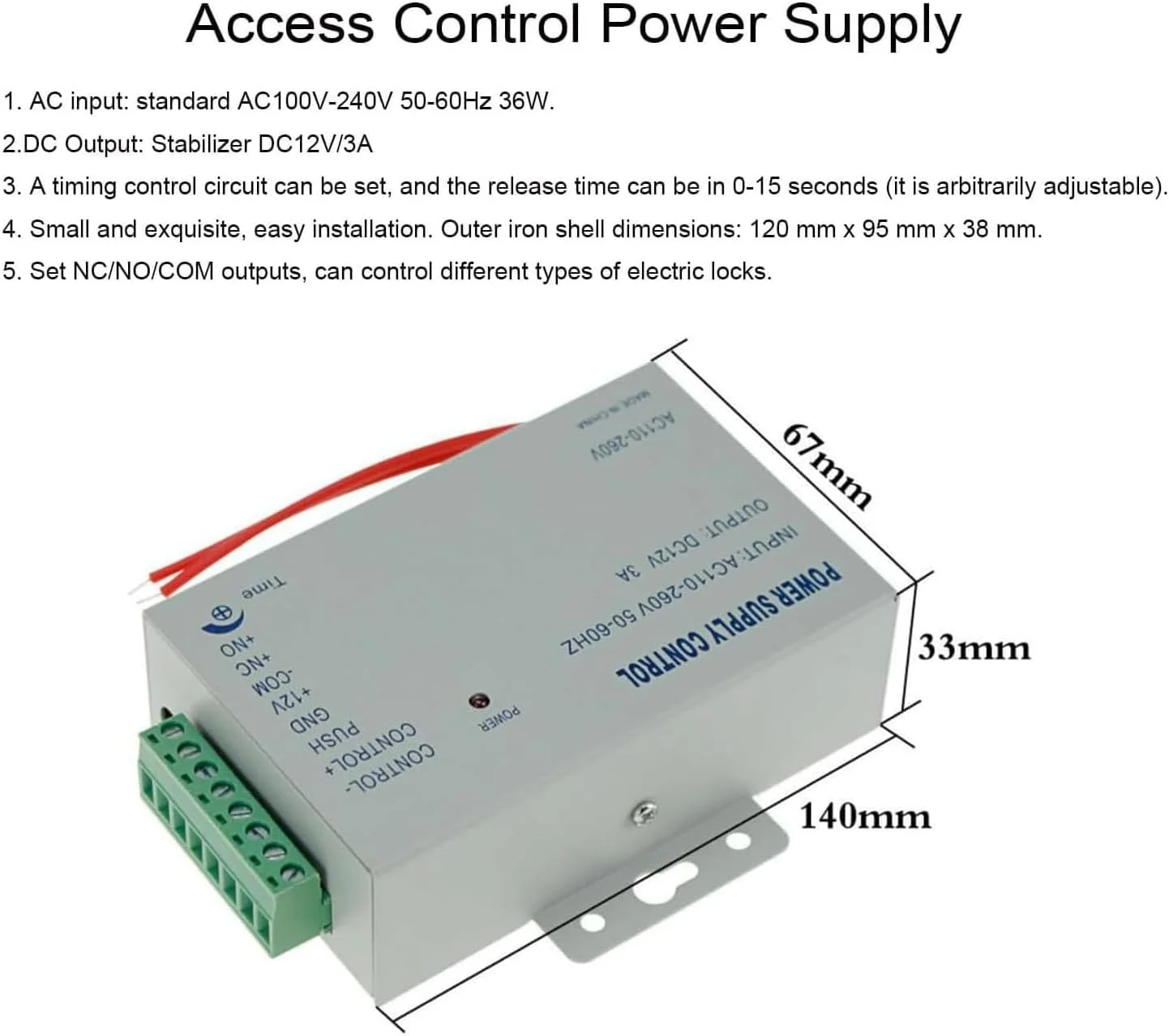 مجموعه کامل YAVIS کنترل دسترسی ضد آب RFID مناسب فضای باز با صفحه لمسی، کارتخوان صفحه کلید 125 کیلوهرتز، قفل مغناطیسی برقی NC با قدرت 280 کیلوگرم/600 پوند، منبع تغذیه 3 آمپر 110-240 ولت، زنگ در، دکمه ها، 10 عدد جاسوئیچی مجموعه کامل YAVIS کنترل دسترسی ضد آب RFID مناسب فضای باز با صفحه لمسی، کارتخوان صفحه کلید 125 کیلوهرتز، قفل مغناطیسی برقی NC با قدرت 280 کیلوگرم/600 پوند، منبع تغذیه 3 آمپر 110-240 ولت، زنگ در، دکمه ها، 10 عدد جاسوئیچی