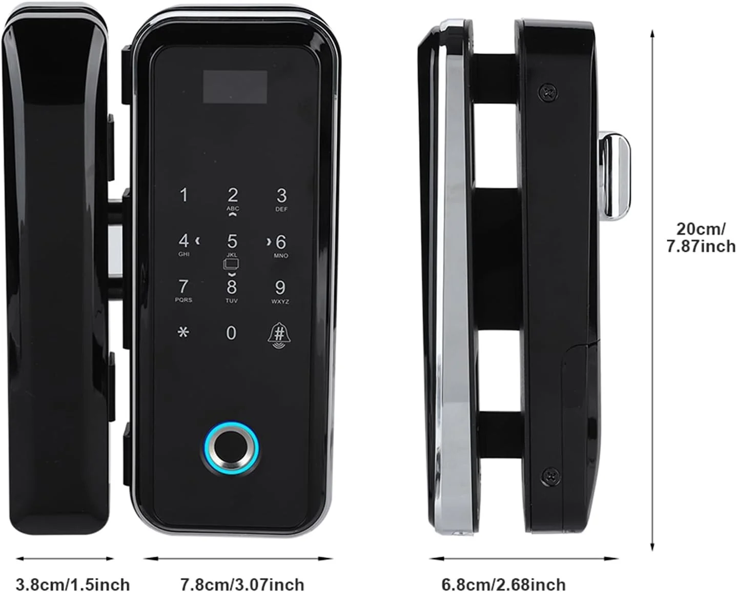 قفل اثر انگشت هوشمند XUMIUZIY، قفل رمز عبور اثر انگشت هوشمند درب شیشه ای، سیستم کنترل دسترسی از راه دور، مناسب برای شیشه های بدون قاب/قاب دار، تک/دوبل