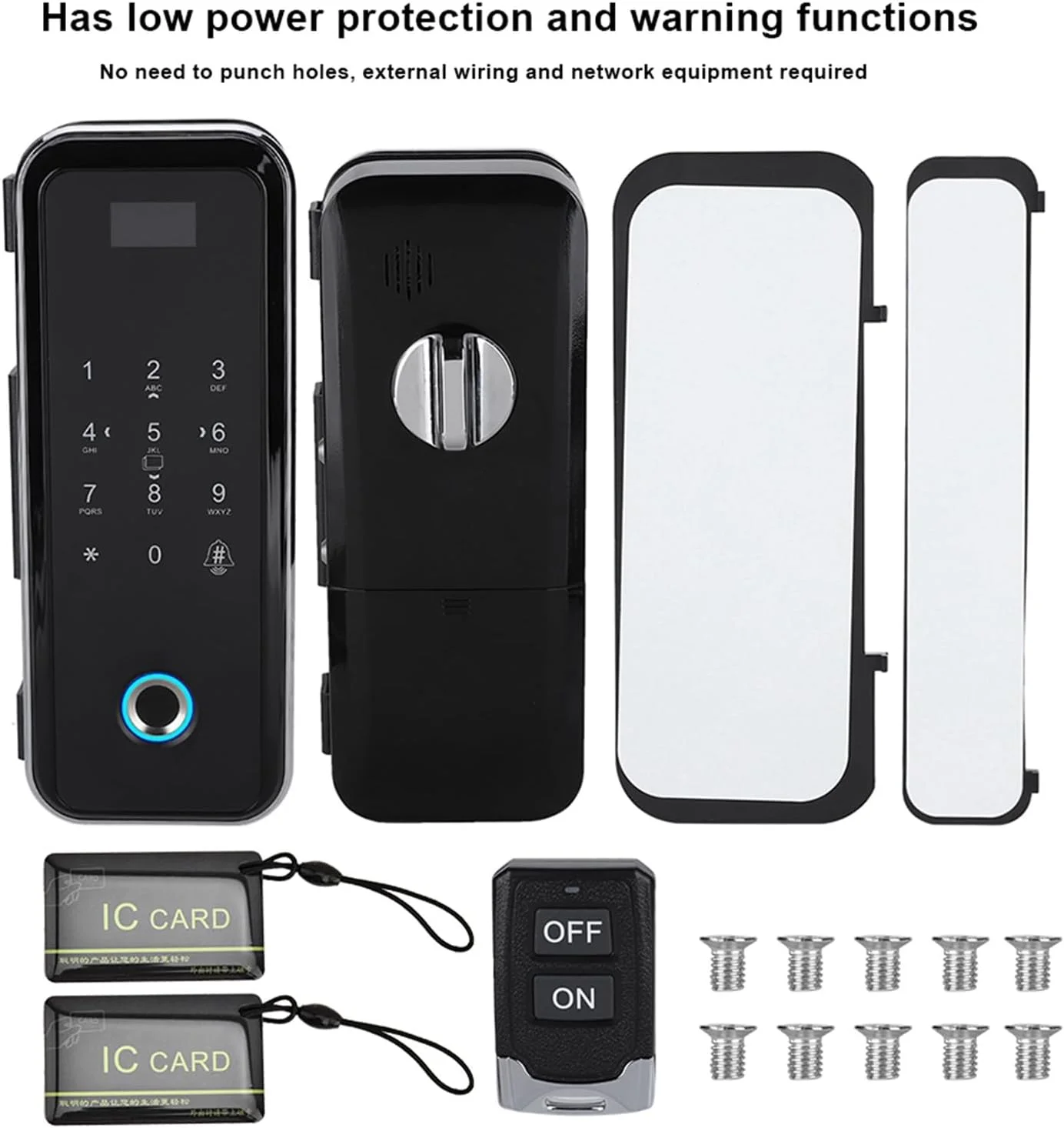 قفل اثر انگشت هوشمند XUMIUZIY، قفل رمز عبور اثر انگشت هوشمند درب شیشه ای، سیستم کنترل دسترسی از راه دور، مناسب برای شیشه های بدون قاب/قاب دار، تک/دوبل