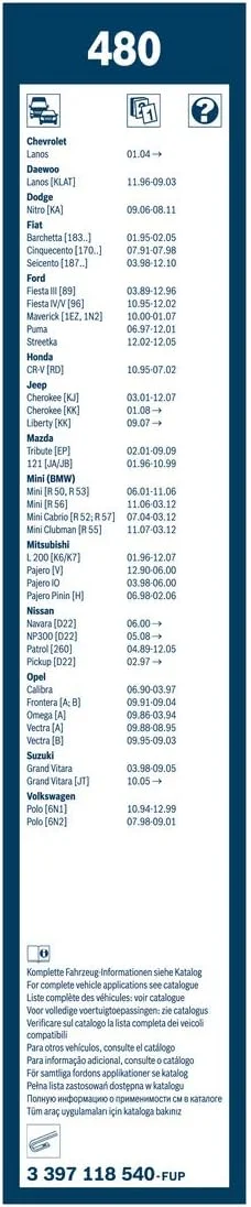 تیغه برف پاک کن دوقلو بوش 480، طول: 475mm/475mm - مجموعه تیغه های برف پاک کن جلو تیغه برف پاک کن دوقلو بوش 480، طول: 475mm/475mm - مجموعه تیغه های برف پاک کن جلو
