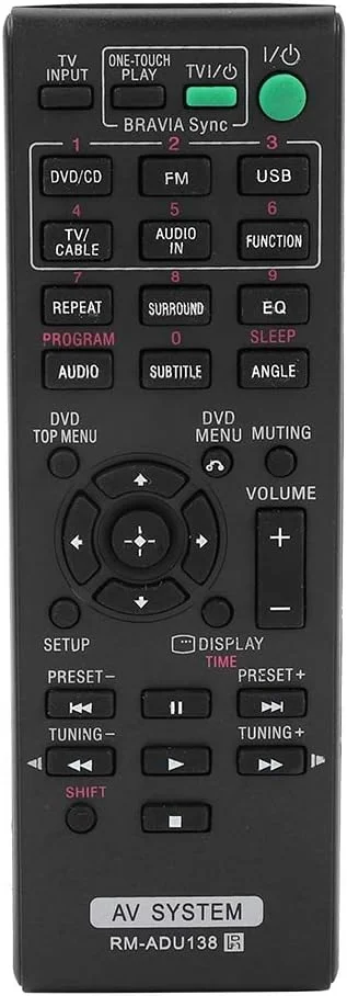 ریموت کنترل هوشمند برای سیستم صوتی و تصویری RM-ADU138، مناسب برای DAV-TZ140 HBD-TZ140 SS-CT121 SS-TS121 SS-WS121، کنترل از راه دور تلویزیون با برد کنترل بیش از 8 متر ریموت کنترل هوشمند برای سیستم صوتی و تصویری RM-ADU138، مناسب برای DAV-TZ140 HBD-TZ140 SS-CT121 SS-TS121 SS-WS121، کنترل از راه دور تلویزیون با برد کنترل بیش از 8 متر