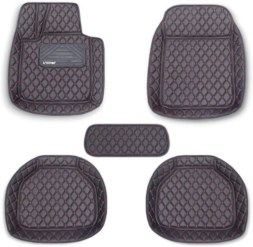 کفپوش خودرو چرمی اکو یونی‌مت 5D (مشکی و قرمز) | مناسب برای انواع سدان و شاسی بلند | لوازم جانبی لوکس خودرو | ضد آب، ضد لغزش، تمیز کردن آسان | محافظت در برابر تمام شرایط آب و هوایی | ساخت دبی