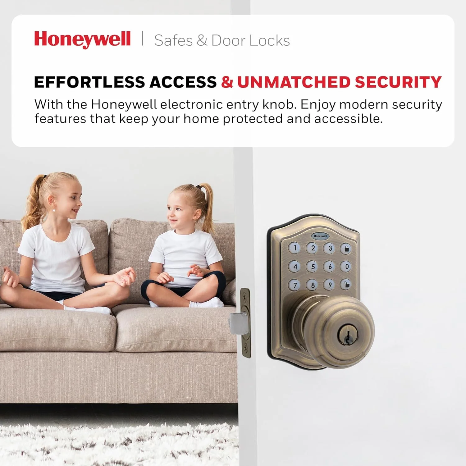 قفل دستگیره ورودی الکترونیکی Honeywell Safes & Door Locks - 8732101، برنج عتیقه، 16.5x22.3x22.8 سانتی متر قفل دستگیره ورودی الکترونیکی Honeywell Safes & Door Locks - 8732101، برنج عتیقه، 16.5x22.3x22.8 سانتی متر