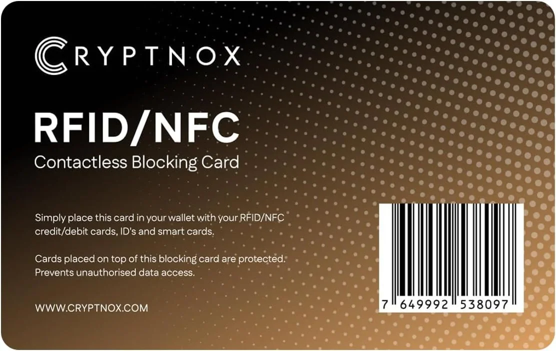 کارت مسدود کننده بدون تماس RFID/NFC کریپتنوکس® - امنیت و حریم خصوصی نهایی داده ها برای کیف پول، شناسه و کارت ها - دنیای دیجیتال خود را امروز ایمن کنید!، مشکی، مدرن کارت مسدود کننده بدون تماس RFID/NFC کریپتنوکس® - امنیت و حریم خصوصی نهایی داده ها برای کیف پول، شناسه و کارت ها - دنیای دیجیتال خود را امروز ایمن کنید!، مشکی، مدرن