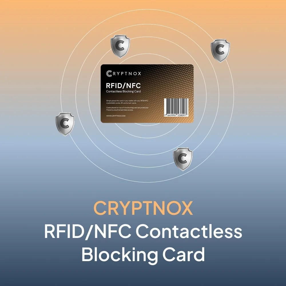 کارت مسدود کننده بدون تماس RFID/NFC کریپتنوکس® - امنیت و حریم خصوصی نهایی داده ها برای کیف پول، شناسه و کارت ها - دنیای دیجیتال خود را امروز ایمن کنید!، مشکی، مدرن