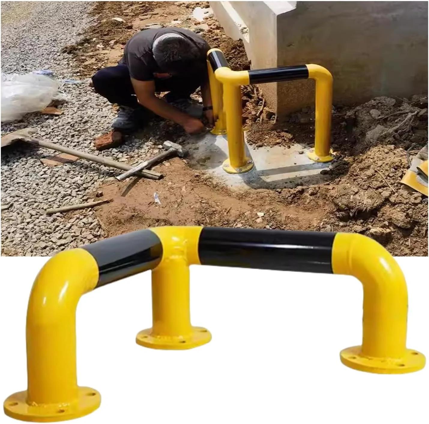 L Shaped Guardrail Anti Collision Bar, Corner Steel Safety Bollard Post for Driveway Warehouse Equipment Traffic-Sensitive Area(20X20X4 in/50X50X10 cm)