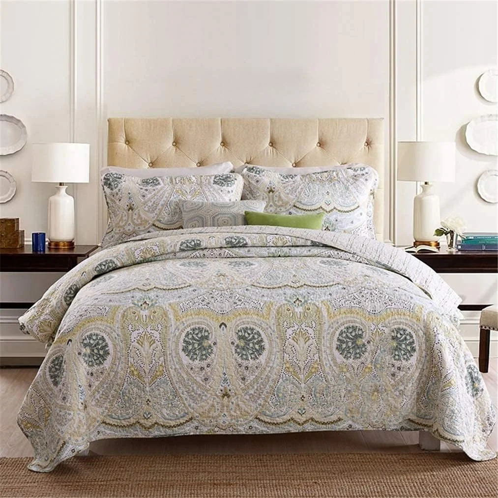 ست روتختی سه تکه طرح تکه دوزی گلدوزی شده 230x250 سانتی متر، لحاف پنبه ای به همراه روبالشتی، مناسب تخت دو نفره و کینگ سایز به همراه 2 عدد کوسن ست روتختی سه تکه طرح تکه دوزی گلدوزی شده 230x250 سانتی متر، لحاف پنبه ای به همراه روبالشتی، مناسب تخت دو نفره و کینگ سایز به همراه 2 عدد کوسن