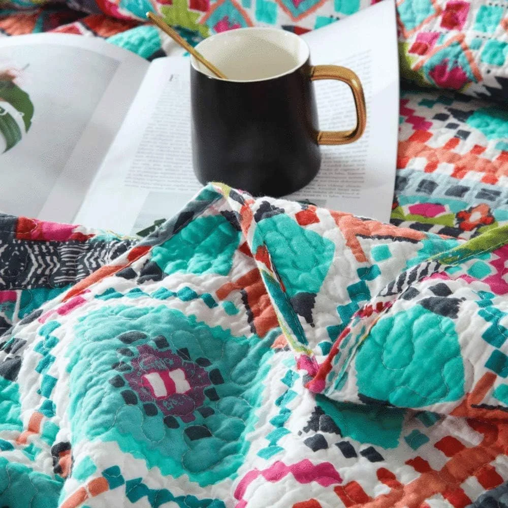 روتختی تکه دوزی شده لحافی دو نفره 3 تکه رو تختی تزئینی پتوی چهار فصل با 2 روبالشی سایز کینگ: 230X250cm+50x70cmx2 (کینگ 230x250cm+50x70cmx2) (کینگ 230x250cm+50x70cmx2)