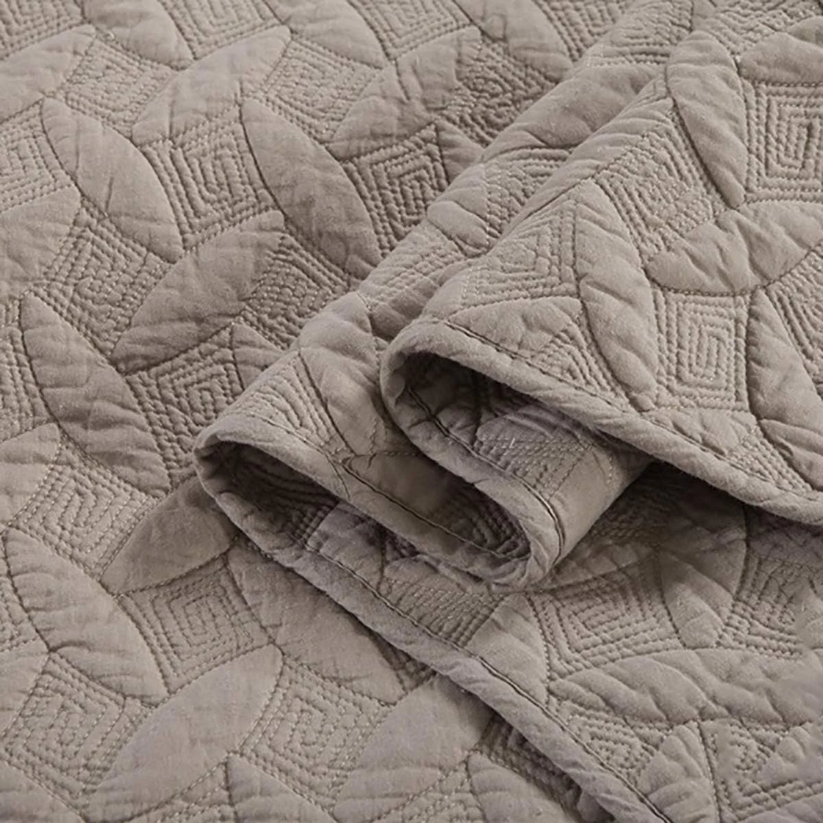 روتختی طرح تکه دوزی شده دو طرفه در 2 سایز به همراه روبالشی، روتختی ضد حساسیت چهار فصل، خاکستری، 230 در 250 سانتی متر