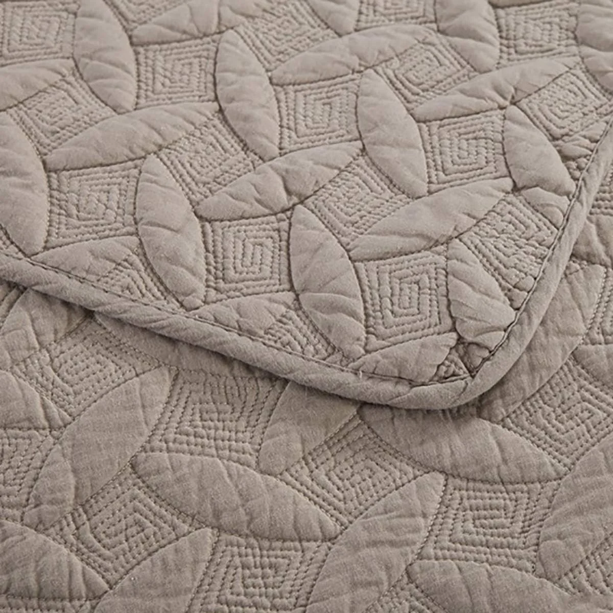 روتختی طرح تکه دوزی شده دو طرفه در 2 سایز به همراه روبالشی، روتختی ضد حساسیت چهار فصل، خاکستری، 230 در 250 سانتی متر