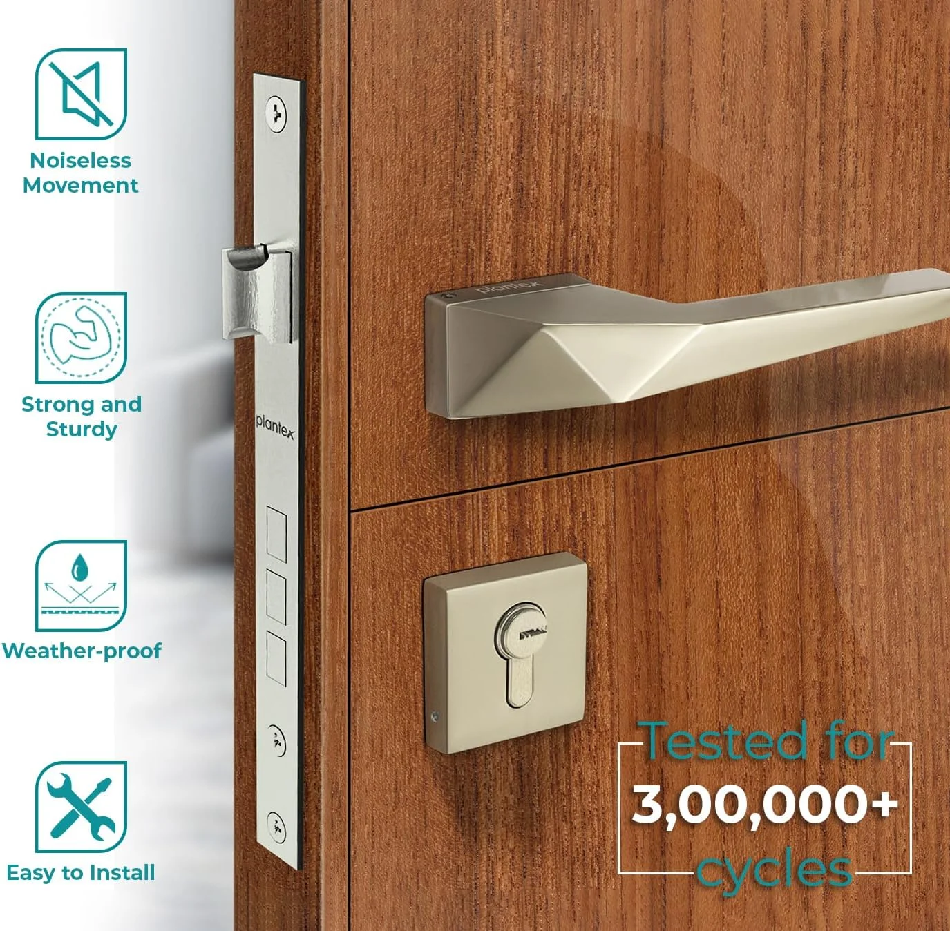 قفل درب کالی Mortise مدل Plantex 7095 با دستگیره اهرمی مناسب درب اصلی منزل، اتاق خواب، اداره، هتل به همراه 3 کلید (سفید ساتن) قفل درب کالی Mortise مدل Plantex 7095 با دستگیره اهرمی مناسب درب اصلی منزل، اتاق خواب، اداره، هتل به همراه 3 کلید (سفید ساتن)