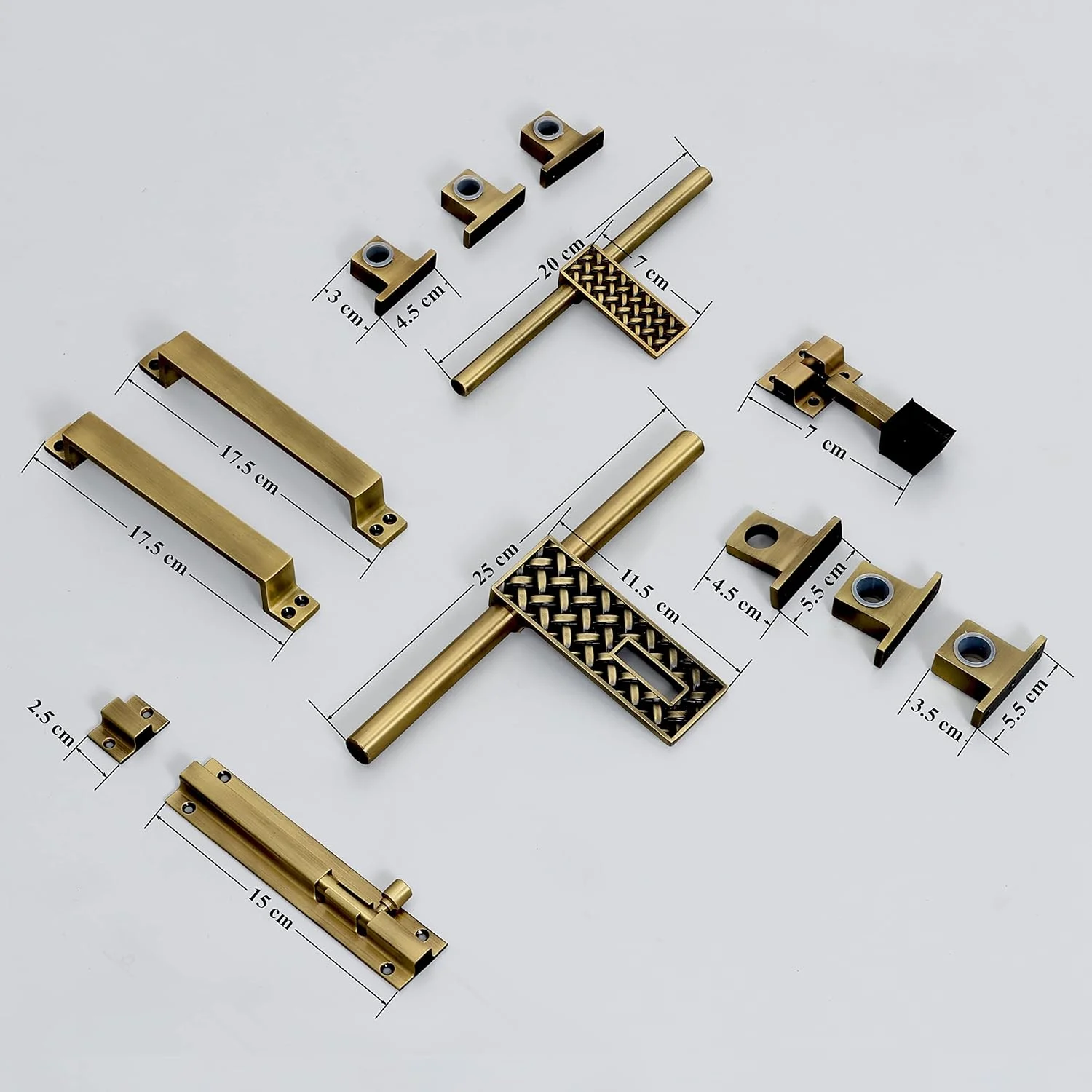 ست کامل درب استیل Plantex برای درب تکی/یراق آلات درب/لوازم جانبی درب (قفل آویز 25 سانتی متری، زبانه 20 سانتی متری، 2 عدد دستگیره 17.5 سانتی متری، قفل اهرمی 17.5 سانتی متری و استاپر درب 10 سانتی متری) - (DMAL-06-برنجی آنتیک) ست کامل درب استیل Plantex برای درب تکی/یراق آلات درب/لوازم جانبی درب (قفل آویز 25 سانتی متری، زبانه 20 سانتی متری، 2 عدد دستگیره 17.5 سانتی متری، قفل اهرمی 17.5 سانتی متری و استاپر درب 10 سانتی متری) - (DMAL-06-برنجی آنتیک)