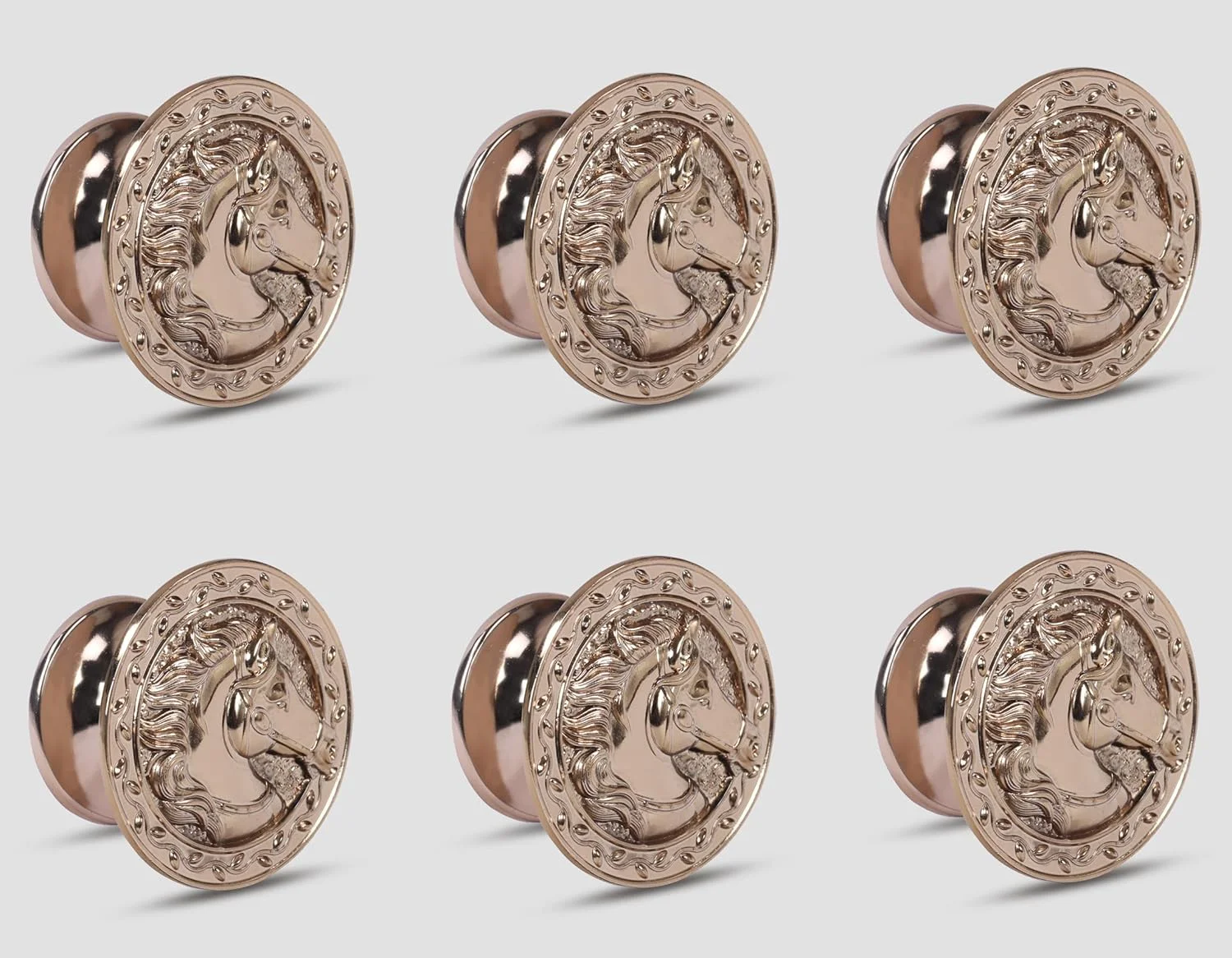 دستگیره کشو کابینت طرح سر اسب Plantex / دستگیره کابینت آشپزخانه / دستگیره برای کابینت و کشو / دستگیره و دکمه گرد - بسته 6 عددی (رزگلد)