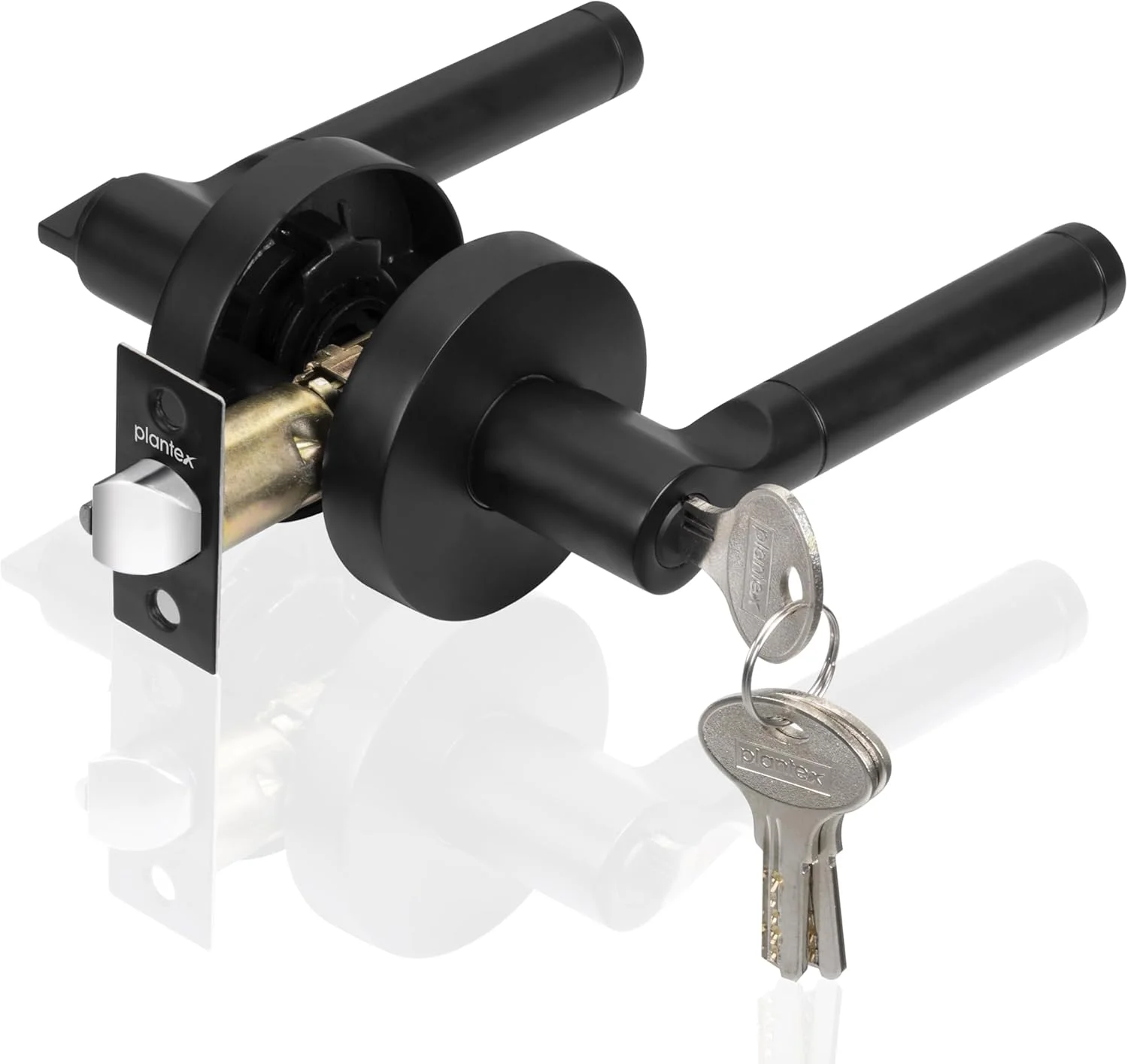 قفل درب پلنتکس / قفل درب اصلی سنگین با 3 کلید / قفل زبانه دار برای خانه / دفتر / هتل - (9831-مشکی)