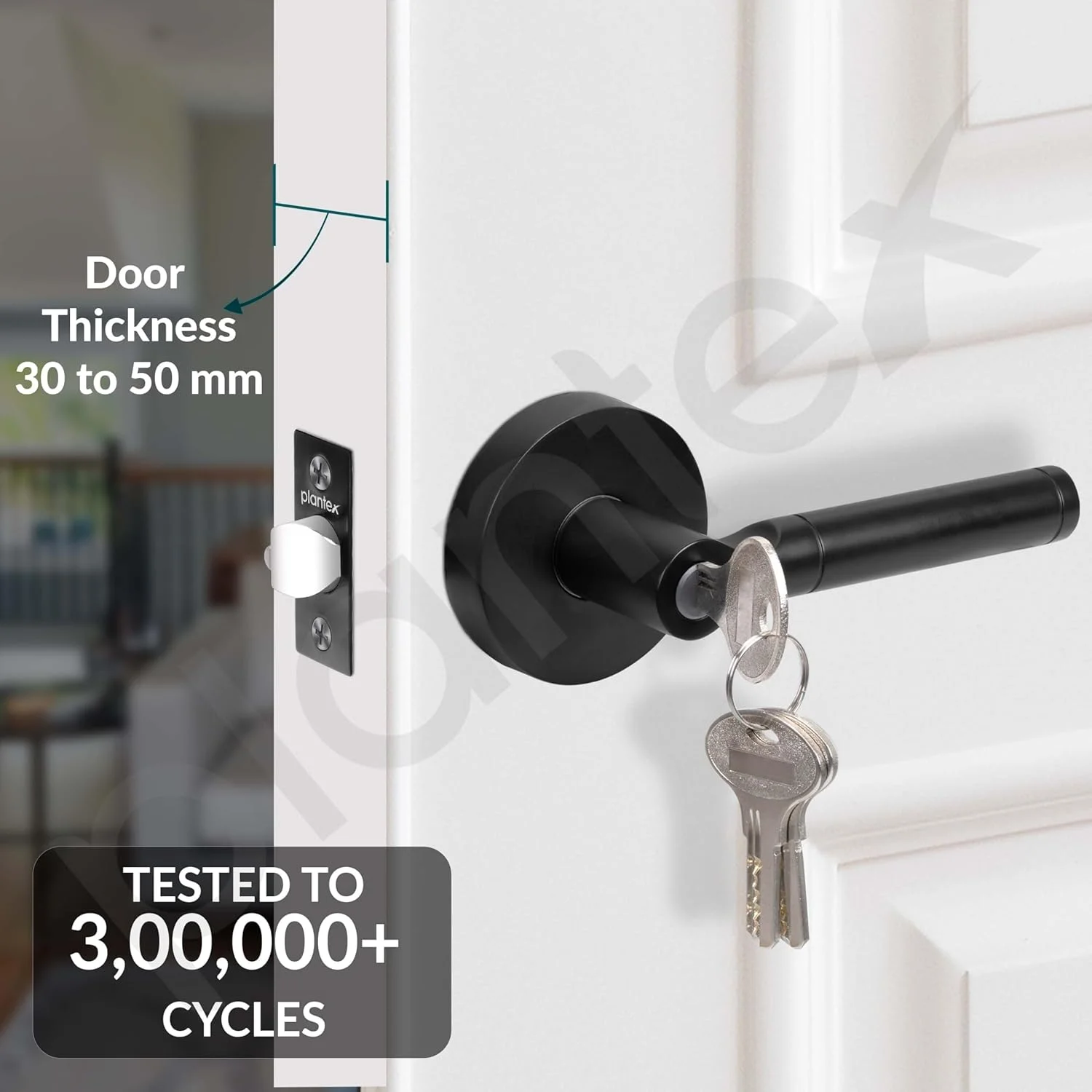 قفل درب پلنتکس / قفل درب اصلی سنگین با 3 کلید / قفل زبانه دار برای خانه / دفتر / هتل - (9831-مشکی) قفل درب پلنتکس / قفل درب اصلی سنگین با 3 کلید / قفل زبانه دار برای خانه / دفتر / هتل - (9831-مشکی)